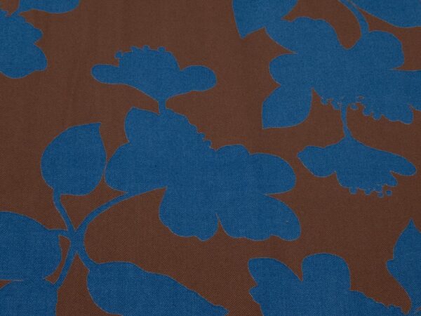 Stoff Viskosedruck Blumen blau-braun