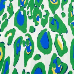 Stoff Viskose Druck Leo grün-weiss