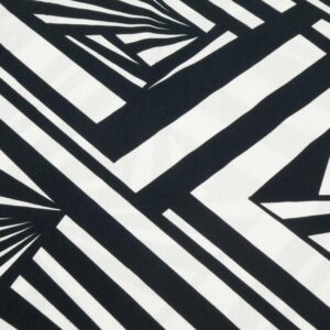 Stoff BW Miniseersucker Druck grafisch schwarz-ecru