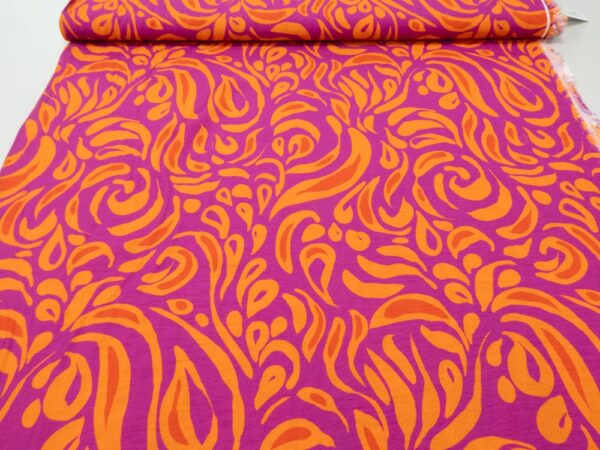Stoff Viskose Crash psycadelic fuchsia-orange – Bild 3