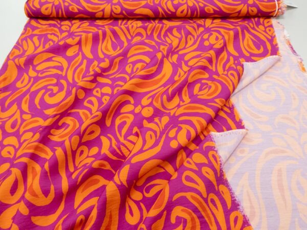 Stoff Viskose Crash psycadelic fuchsia-orange – Bild 4