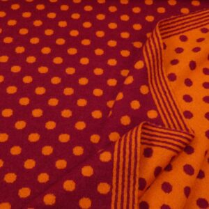 Stoff Merino Doubleface Strick dunkelrot-orange