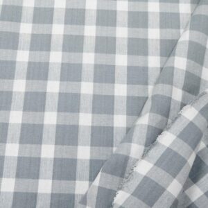 Stoff Canvas soft Karos hellgrau-weiss