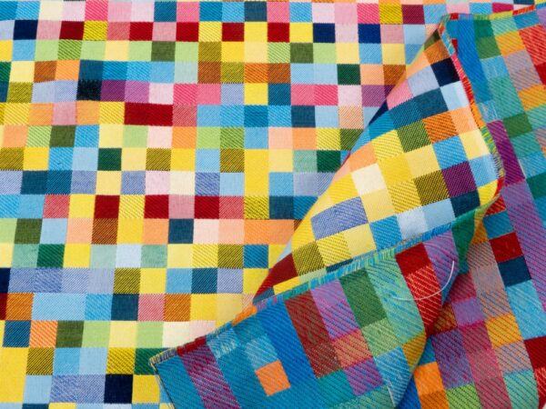 Stoff Gobelin Schachbrett bunt – Bild 2