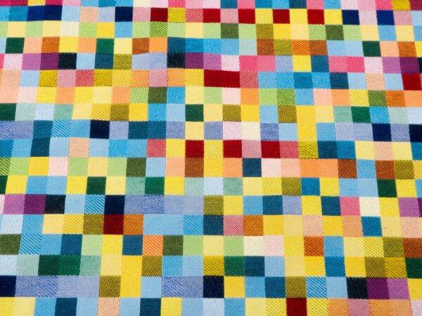 Stoff Gobelin Schachbrett bunt