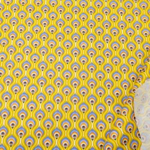 Stoff BW beschichtet Pfauenfeder 60's gelb