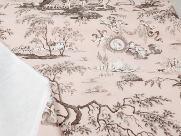 Stoff Toile de Jouy rosa Jagd – Bild 2