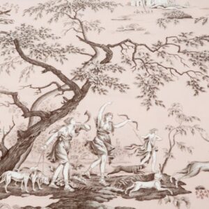 Stoff Toile de Jouy rosa Jagd