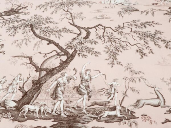 Stoff Toile de Jouy rosa Jagd
