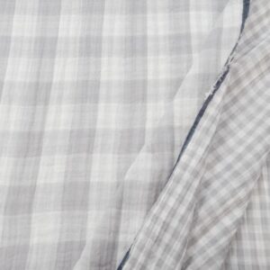 Stoff Double Gaze hellgrau-weiss kariert