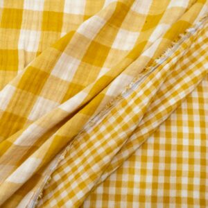 Stoff Double Gauze Vichykaros mustard