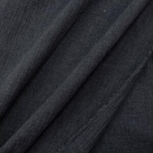 Stoff Double Gauze dunkelgrau meliert