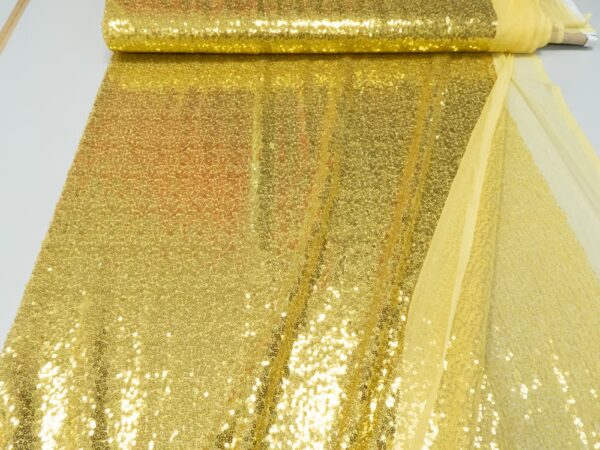 Stoff Pailletten klein gold – Bild 2