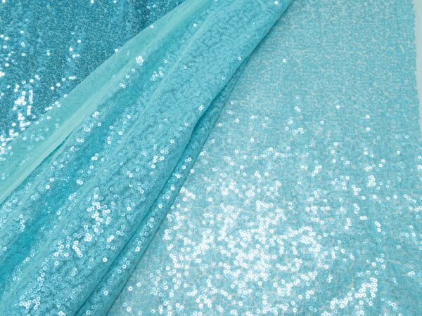 Stoff Pailletten klein aqua blue – Bild 3
