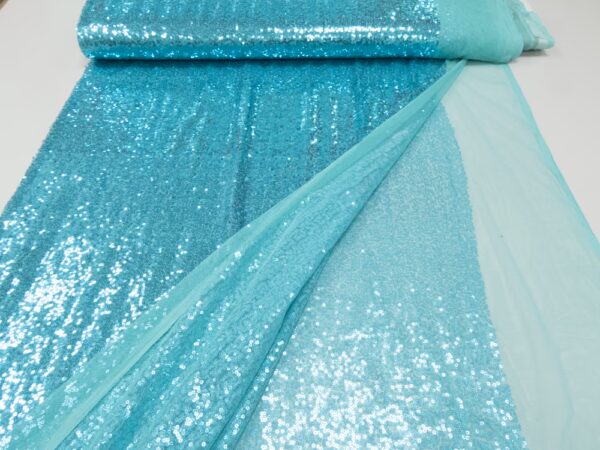 Stoff Pailletten klein aqua blue – Bild 2