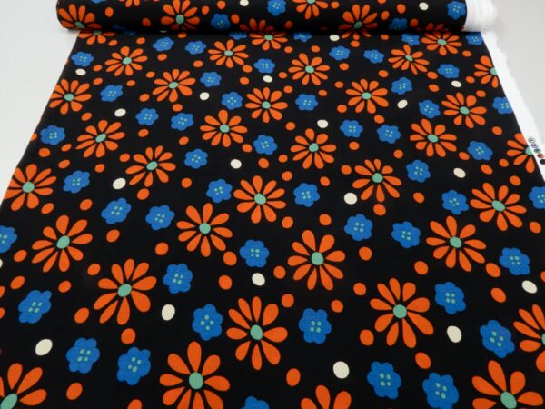 Viskose Retroflowers rot – Bild 3