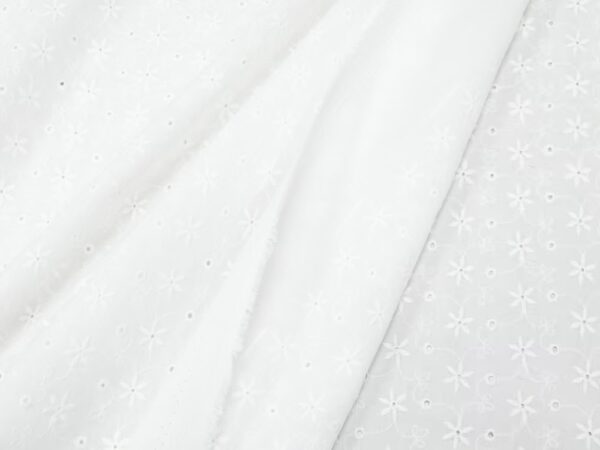 Baumwolle Voile Stickerei weiss – Bild 2
