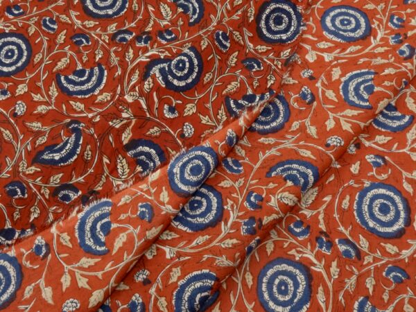 Indian Cotton runde Blumen rot – Bild 2