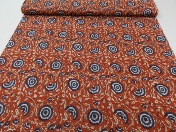 Indian Cotton runde Blumen rot – Bild 3