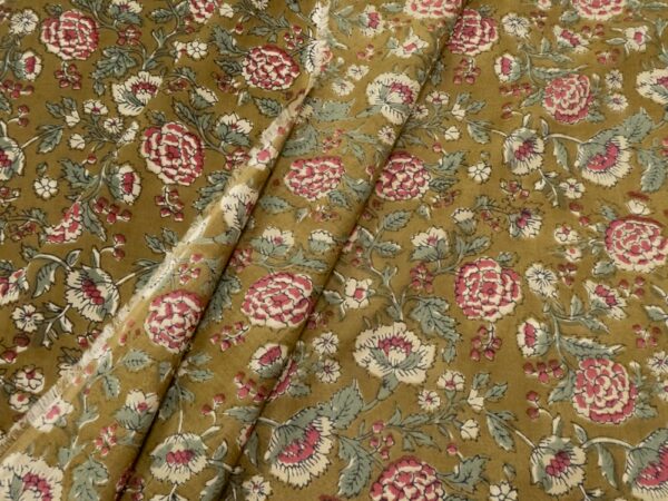 Indian Cotton Blumen olivgrün – Bild 2