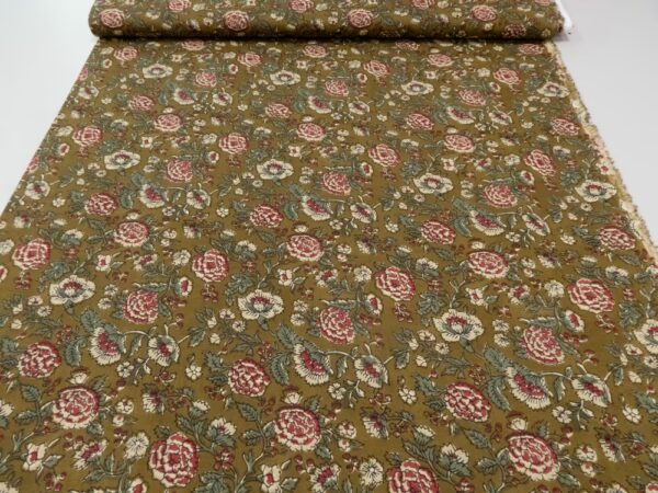 Indian Cotton Blumen olivgrün – Bild 3