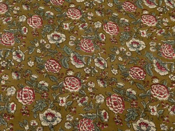 Indian Cotton Blumen olivgrün