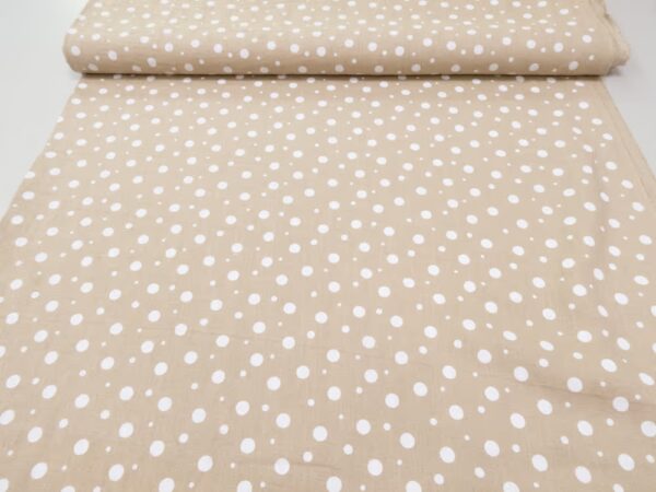 Leinen Punkte beige-weiss – Bild 3