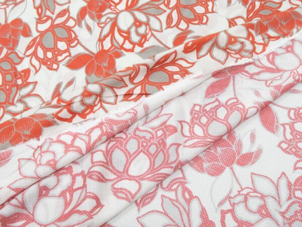 Viskose Jacquard fein Blumen rot – Bild 2