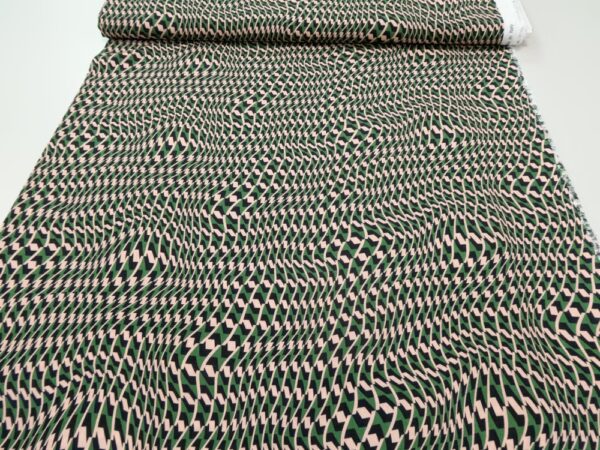 VI-krepp Ecovero Priscilla Art Deco ZickZack grün-rosa – Bild 4