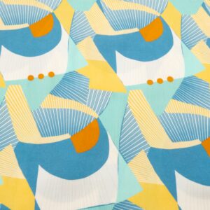 VI-krepp Ecovero Priscilla Art Deco Fächer türkis-gelb