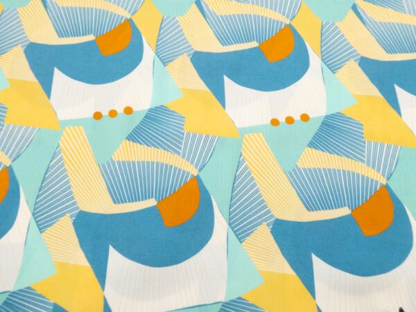 VI-krepp Ecovero Priscilla Art Deco Fächer türkis-gelb