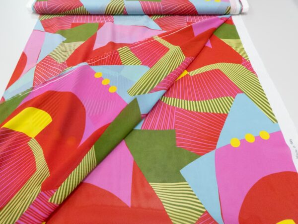 Vi-Chiffonkrepp VERA Art Deco Fächer  rot-grün – Bild 3