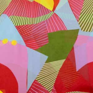 Vi-Chiffonkrepp VERA Art Deco Fächer  rot-grün