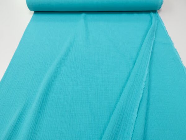 Double Gauze uni türkis – Bild 3