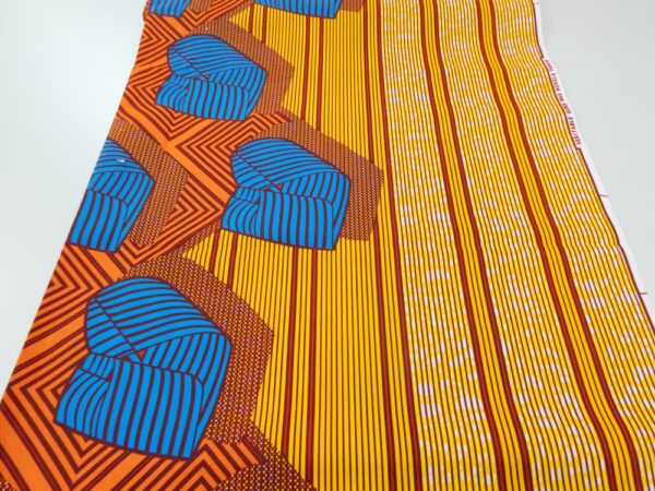BW Wax Afrika Streifenmix orange-blau – Bild 2
