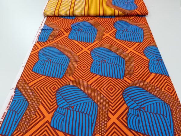 BW Wax Afrika Streifenmix orange-blau – Bild 3