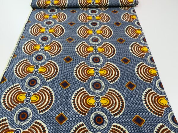BW Wax Afrika Fliege  gelb-blau – Bild 2