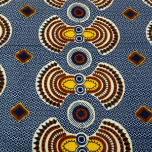 BW Wax Afrika Fliege  gelb-blau