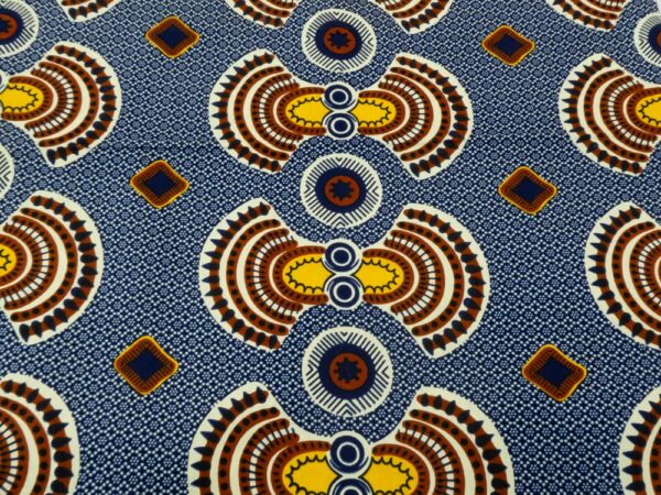 BW Wax Afrika Fliege  gelb-blau