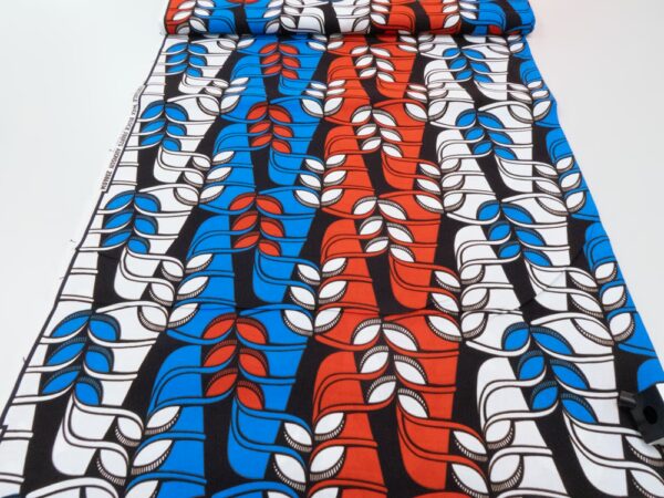 BW Wax Afrika Blätter rot-blau-weiss – Bild 2