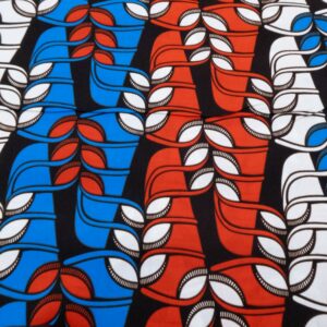 BW Wax Afrika Blätter rot-blau-weiss