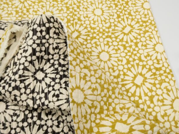 Stoff Indian Cotton Quilt Papercut black-ochre – Bild 2
