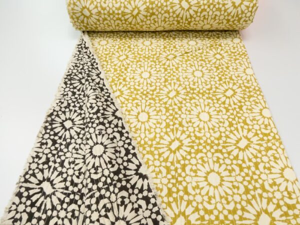 Stoff Indian Cotton Quilt Papercut black-ochre – Bild 3
