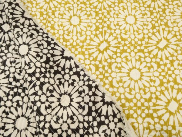 Stoff Indian Cotton Quilt Papercut black-ochre