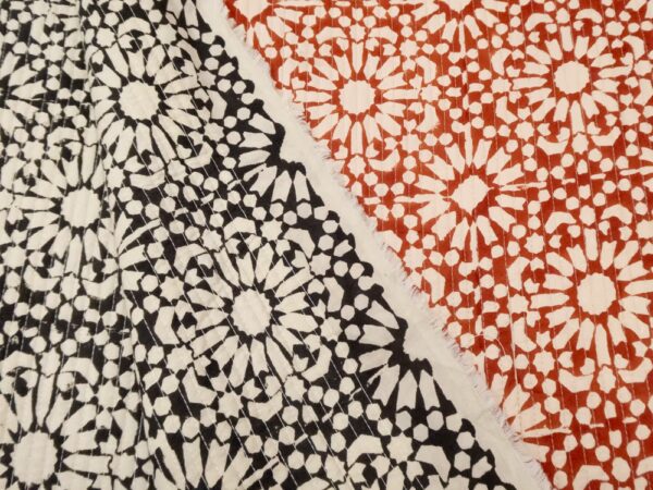 Stoff Indian Cotton Quilt Papercut black-red