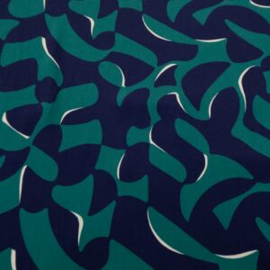 Viskosekrepp Clara geometrisch blau-grün