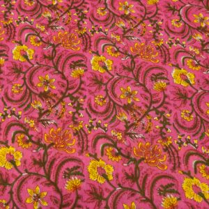 Indian Cotton Blumen pink-gelb