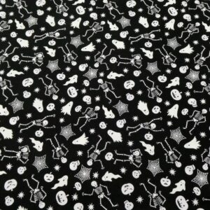 BW Halloween Skelette & Geister schwarz - glow in the dark