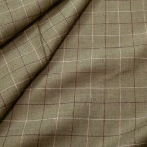 Wolle British Tweed grob braunoliv Karos rosa-weinrot