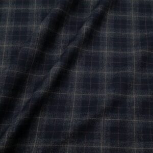 Wollgewebe aufgeraut Schurwolle Elasthan dunkelblau kariert